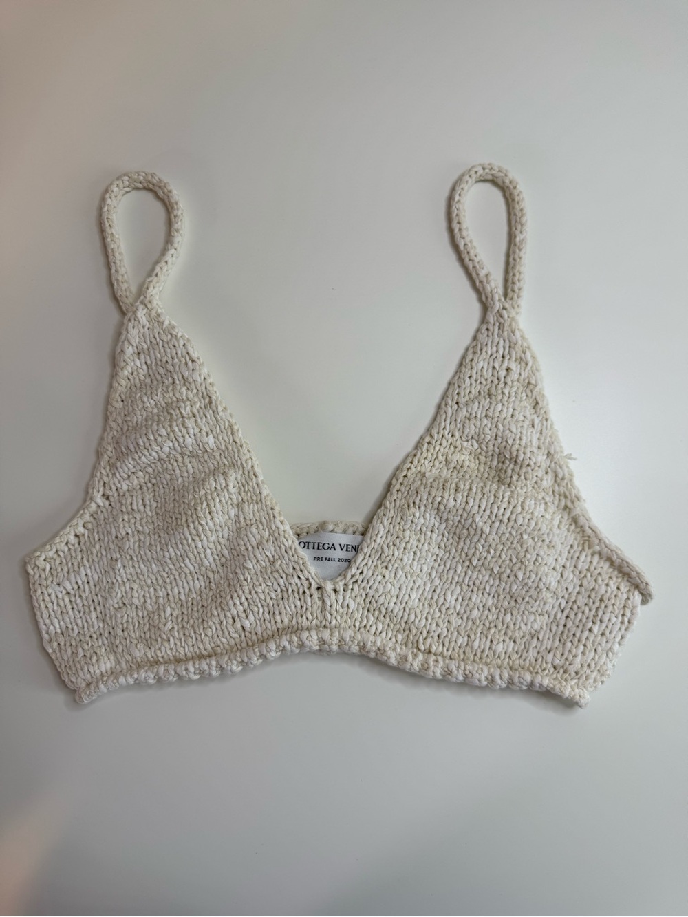 Bottega Veneta | Prefall 2020 | Cream Knit Bralette Top | Size M